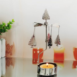 kingnero Rotary Candle Holder Spinning Candleholder Tea Light Candle Powered Carousel Small Gift (Christmas Tree)