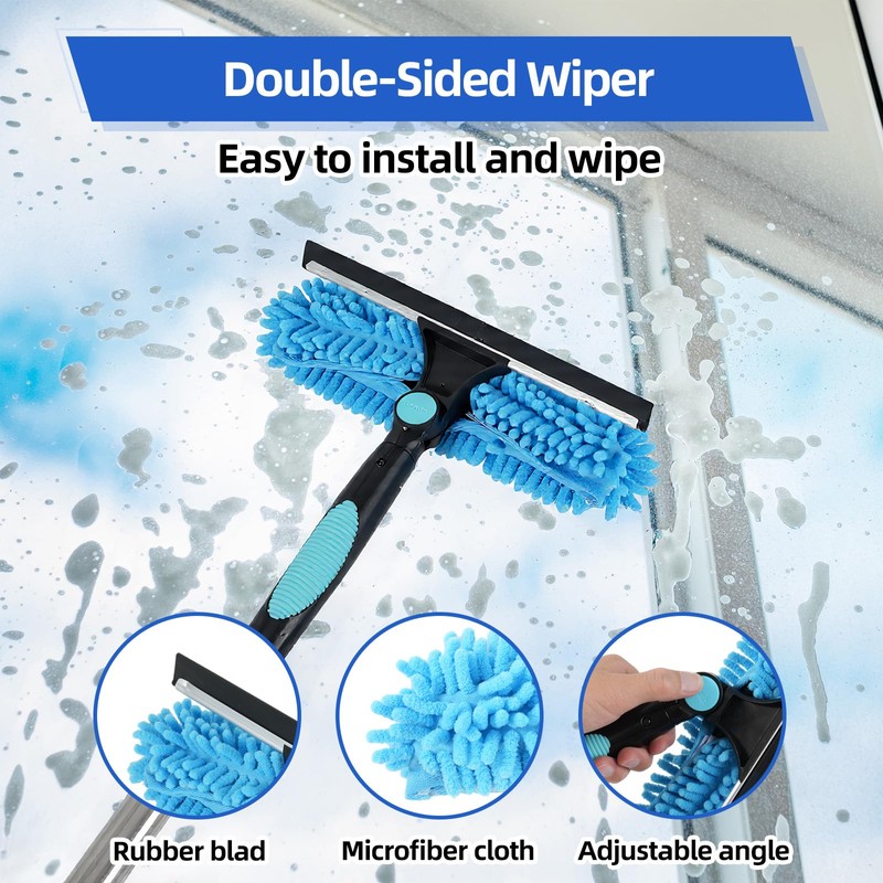 122'' Window Washing Kit with Extension Pole, 2-in-1 Window Cleaning