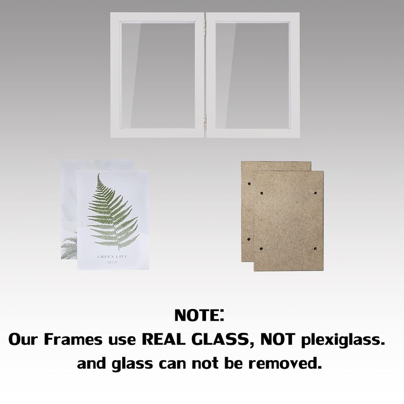 5x7 Picture Frames Double Hinged MDF Wood White Shadow Box