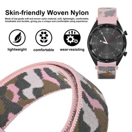 WOCCI 16mm Adjustable Nylon Watch Band, Quick Release Sport Loop Strap (Pink Camo)