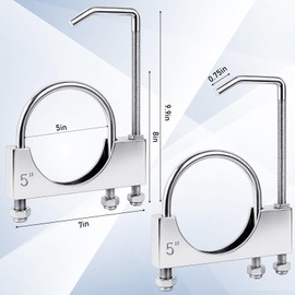 Datanly 2 Pcs 5 Inch Universal Exhaust Clamp with Hanger, Made of Heavy-Duty Clamp with Rear Muffler Hanger Exhaust Pipe for Cars, Trucks Pipes