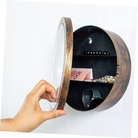 FUNOMOCYA Retro Wall Clock with Storage Box Boho Style Silent Living Room Decor Vintage Wall Hanging Clock