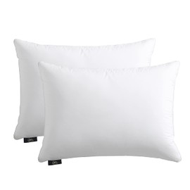 Serta 240Thread Count Soft Hypoallergenic HeiQ Cooling Set of 2 Pack Feather Back Sleeper Bed Pillows, Queen (U.S. Standard), White 2