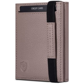 VON HEESEN Slim Wallet with RFID Protection - Mini Wallet Men & Women Small - Credit Card Holder - Purse Wallet, taupe, With XL coin pocket, With XL coin compartment