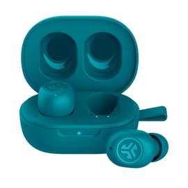 JLab JBuds - Mini auriculares inalámbricos Bluetooth + funda de carga, color verde azulado, IP55 a prueba de sudor y polvo, multipunto Bluetooth, audio consciente, 3 ajustes de sonido EQ, llamadas