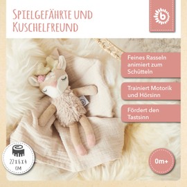Bieco Cuddly Toy Deer Ella with Rattle | Baby Cuddly Toy from 0 Months Soft Toy Baby Plush Toy Deer Reindeer Cuddly Toy Girls Cuddly Toy Music Box Girls