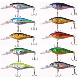 JSHANMEI ® 10Packs/Lot 3D Fishing Eyes Hard Minnow Baits Laser Line Floating Bass Crankbait Lures Life-like Swimbait for Pikes Bass Trout Walleye Redfish (10Pcs Plastic Minnow Fishing Lures)