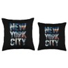 Nyc Travel Enthusiasts Vertical Collage Photo Style Throw Pillow