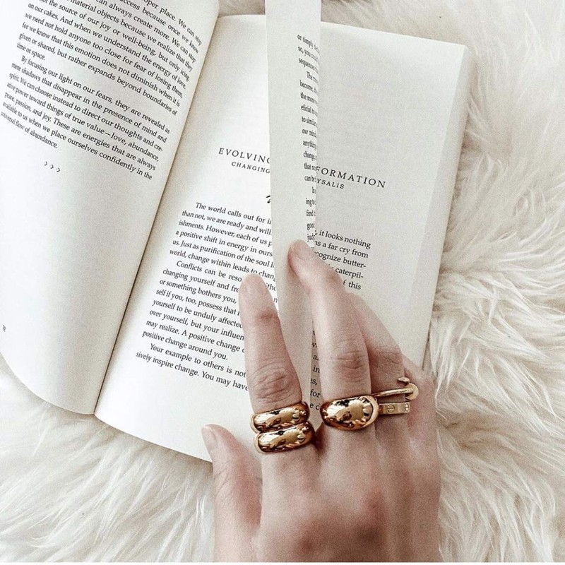 Shapes Studio 18K Gold Plated Titanium Large Twin Band Ring,