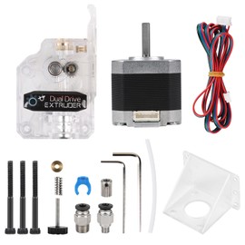 EFUTURETIME Dual Gear Bowden Extruder Transparent Kit with Nema 17 Stepper Motor 2 Phase 4 Wires 1.8 Degree for Anycubic Tevo Tornado CR10 3D Printer, for 1.75 mm PLA ABS TPU PETG