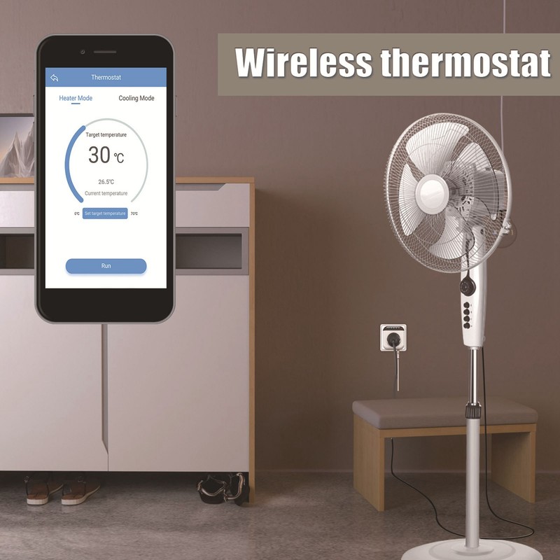Smart Plug in Thermostat 2.4GHz WiFi Remote Control White Wireless