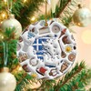Lotacy Greece Greek Flag Christmas Ceramic 2D Ornament with Symbols,