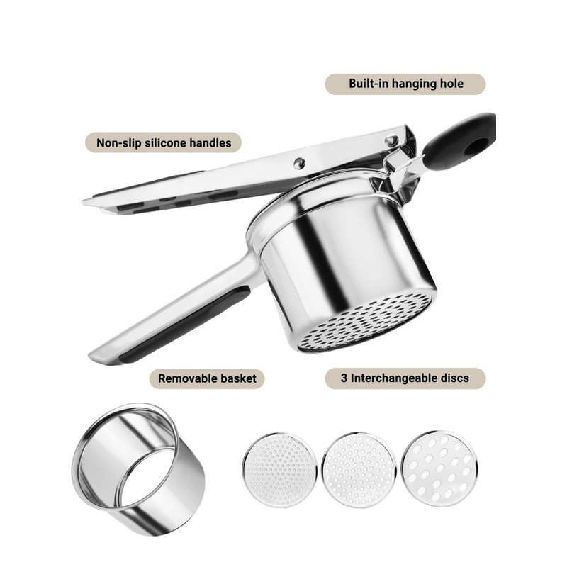 Potato Ricer, Heavy Duty Stainless Steel Potato Masher and Ricer