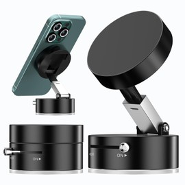 Ackno Vacuum Suction Magnetic Phone Holder 2025 Upgraded Magnetic Suction Cup Car Phone Mount Foldable and Adjustable Hands-Free Cell Phone Holder for Car/Gym/Mirror/Smooth