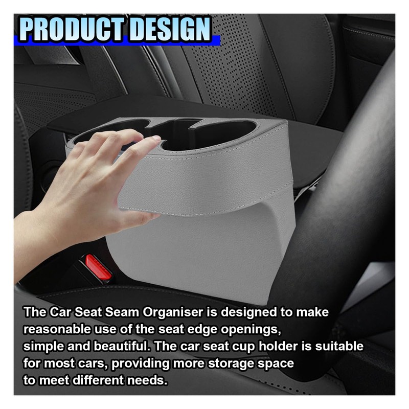 ZIMISI Car Cup Holder, PU Leather Auto Front Console Gap