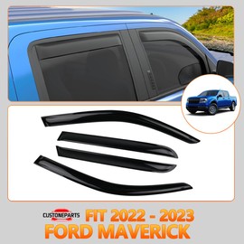 Tape-On Window Visors Deflectors Rain Guards FIT 2022-2023 Ford Maverick – 4-Piece Set, Acrylic, Easy Installation