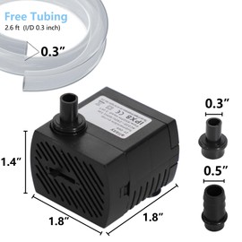 95 GPH 5W Small Submersible Water Pump with 2.6 ft Tubing for Fountain, Mini Fountain Pump for Aquarium, Fish Tank, Pond, Tabletop Fountain and Hydroponic