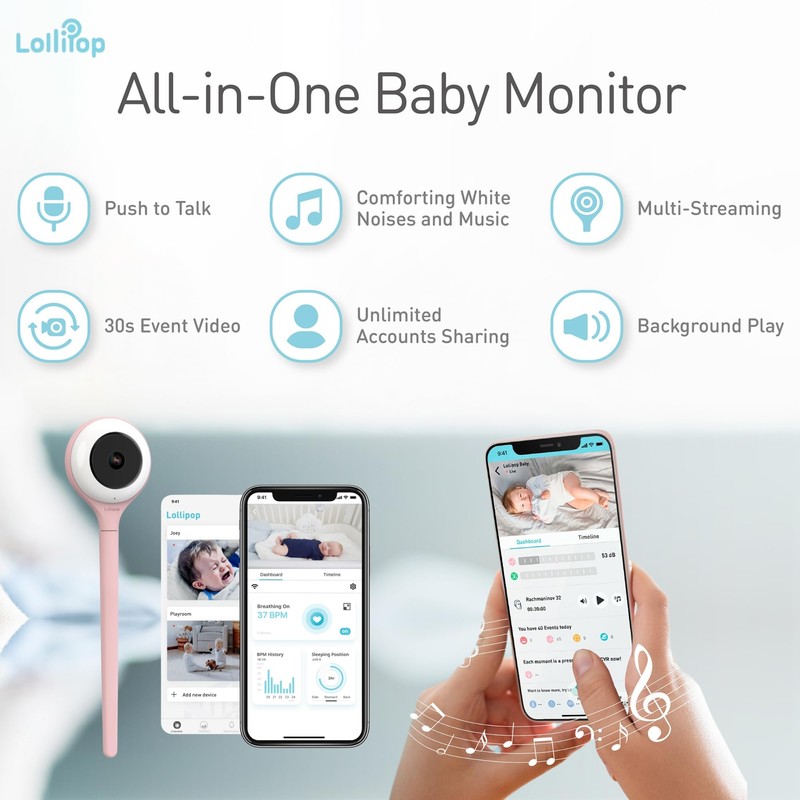Lollipop Baby Monitor Upgraded Smart Wi-Fi Camera of True Crying
