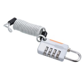 PATIKIL 1 Pack 4 Digit Combination Lock, Helmet Padlock Cable Lock Gym Locker Lock with 3.28Ft Flexible Security Steel Lock Wire for Bike Locker Travel Luggage, Grey