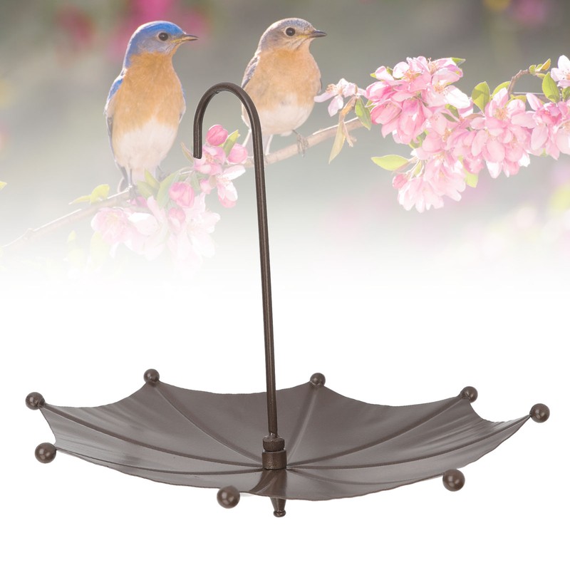 Umbrella Shaped Bird Trough Metal Hanging Bird Feeder Tray Metal