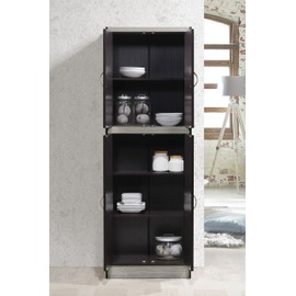 Hodedah 4 Door Kitchen Pantry with Four Shelves, Chocolate