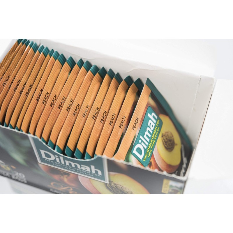 Dilmah Peach Flavoured Ceylon Black Tea - Caja con 20