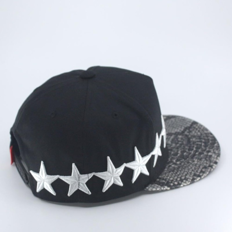 Star Line Embroidered Star Adjustable Snap Back Cap with Flat