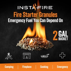 (2 Gallons) Insta-Fire Charcoal Fire Starter Bucket - Emergency Fuel Eco-Friendly Granulated Bulk Excellent for Camping, Hiking, Fishing, and Other Outdoor Activities - As seen on Shark Tank!