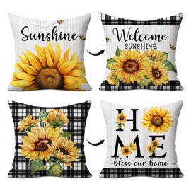 Sunflower Home Throw Pillow Covers,Set of 2, Decorations Cushion Case for Couch Funny Decor for Home Office Bedroom Pillowcases 12