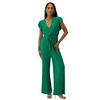 Elara Women's V Cut Jumpsuit, Green, one size