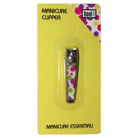 Hoof Hands (1) Manicure Clipper Nail Care Essentials - Metal with Green, Purple & Pink Dots on White Design