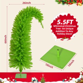 Whimsical Christmas Tree - 5.5 FT Pre-Lit Artificial Christmas Tree with Lights - 480 Tips/ 170 LED Lights/Metal Stand - Perfect for Christmas Decorations Indoor/Party Decoration