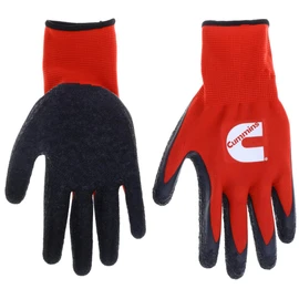 Cummins Red Latex Dipped Palm Gloves - Textured Work Gloves, Large, Gardening, Construction, Farming