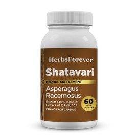 Herbsforever Shatavari Capsules Ð Premium Asparagus Racemosus Supplement Ð 40% Saponins Ð 750 mg High-Potency Formula - 60 Vegetarian Capsules Ð Herbal Wellness & Balance Support Ð Non-GMO