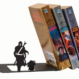 Renovatio Black Metal Bookend – Cute, Unique, Geeky Decor for Home, Office & Kids Room – Heavy Duty, Non-Slip Minimalist Bookends for Shelves – Mercenary & Baby