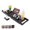 WORTHYEAH Bathtub Caddy Tray, Bamboo Adjustable Organizer Tray for Bathroom