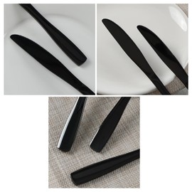 Teyyvn 16-Piece Mirror Finish Black Stainless Steel Dinner Knives, Cutlery Dinner Knife