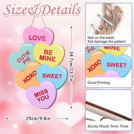 JarThenaAMCS Valentine's Day Conversation Candy Welcome Wooden Hanging Sign - Heart Shape Door Decor for Indoor/Outdoor Porch Wall