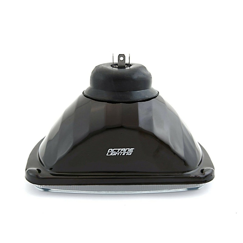 Octane Lighting 7X6 Crystal Clear Glass Lens Metal Headlight H4