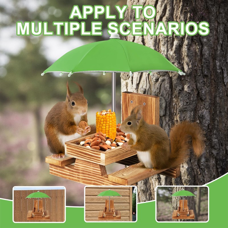 Gnodary Squirrel Feeder with Umbrella, Squirrel Feeders for Outside, Squirrel