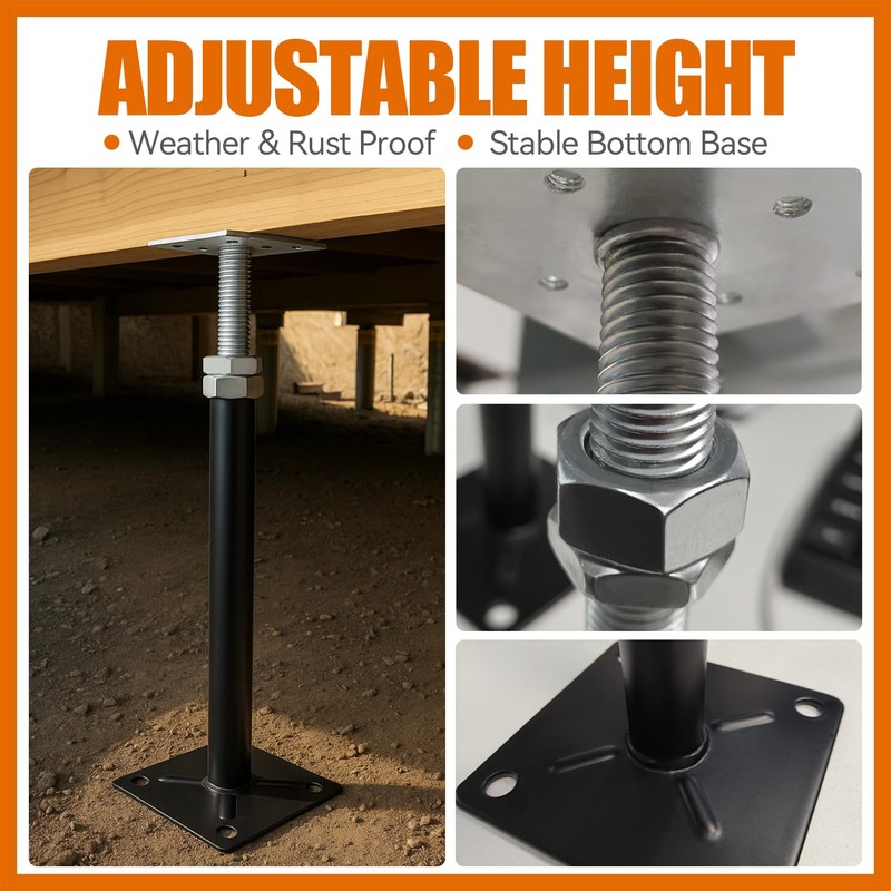 House Floor Jacks for Leveling, Adjustable Jack Post with 11"-16"
