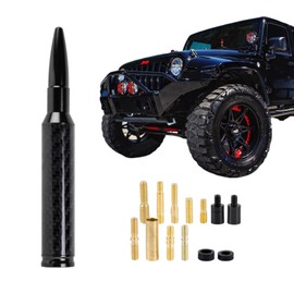 FirFiltr Carbon Fiber 50 Cal Bullet Antenna Fits for GMC Sierra Chevy Silverado 1500 Dodge Ram Jeep Ford Raptor Bronco Accessories,Universal Truck Antenna (Carbon Fiber+Black)
