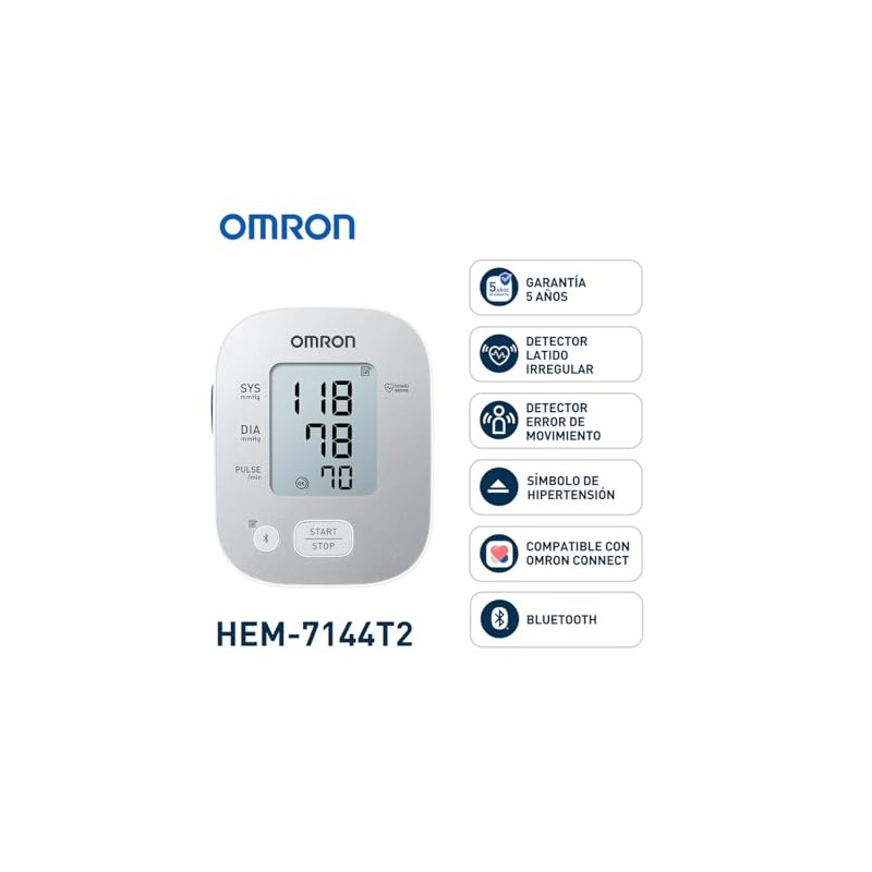 OMRON Baumanómetro automático de brazo 7144T con bluetooth, guía de