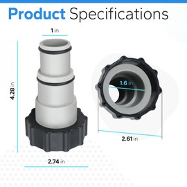 Threaded to Clamp Style Hose Adapter Compatible with Intex Pool Sets with 1.5"&1.25" Hose, Pool Hose Adapter A Conversion Connector Fits for Intex Filter Pumps, Chlorine Generators, Salt Systems