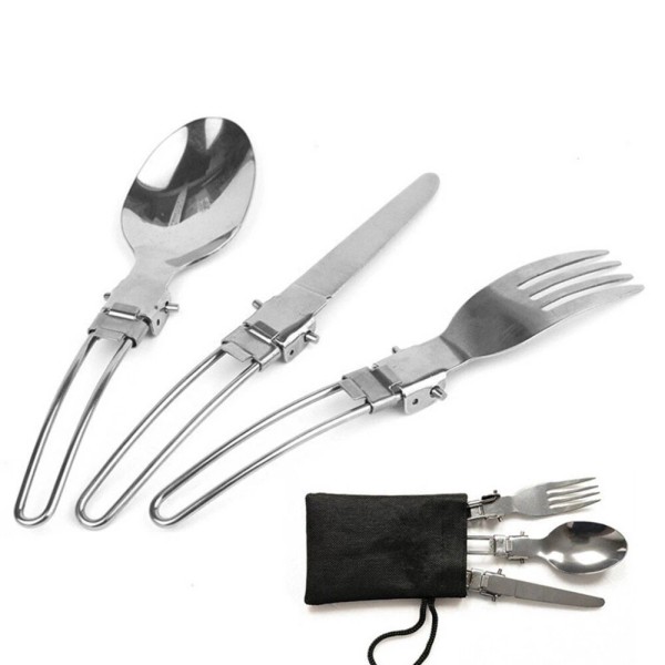 Unbranded Camping Portable Cutlery Set Folding Emergency Cutlery Knife Fork