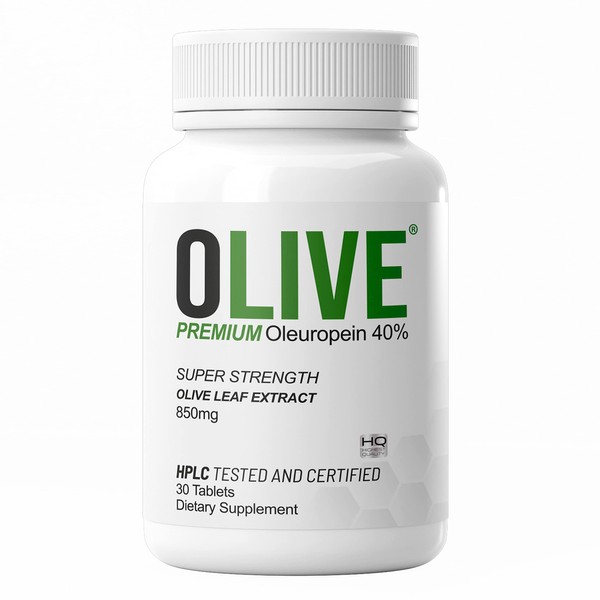 OLIVE Integratore antiossidante a base dei polifenoli Oleuropeina 40% e Idrossitirosolo 20%. Favorisce metabolismo di carboidrati e lipidi. 30 compresse da 850 mg (1 Confezione)