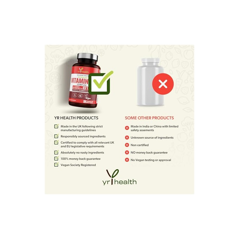 Vegan Vitamin B Complex Advanced with Added Vitamins D3 &