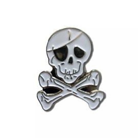 GBJUK White Skull & Cross Bones Enamel Pin Lapel Badge with Butterfly Clasp Back