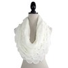 stylesilove Chic Oversized Ruffle Knitted Infinity Scarf (White)