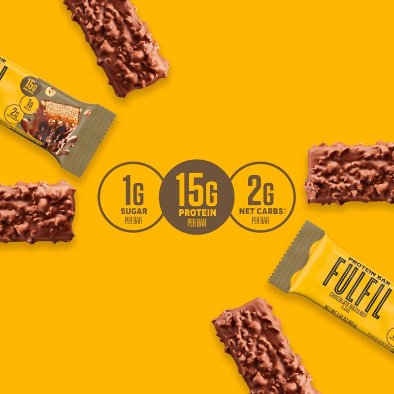FULFIL Protein Snack Bars, Chocolate Hazelnut Flavored, Gluten Free with